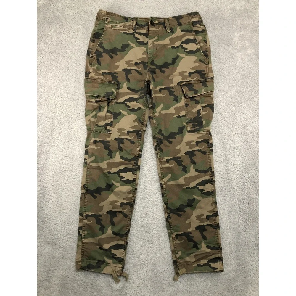 American Eagle Pants Mens 34x29 (Tag 32x32) Camo Slim Lived in Cargo Distressed